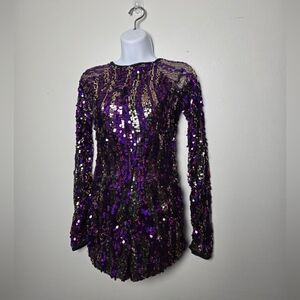 Weissman Black and Purple Sequin Dance Costume